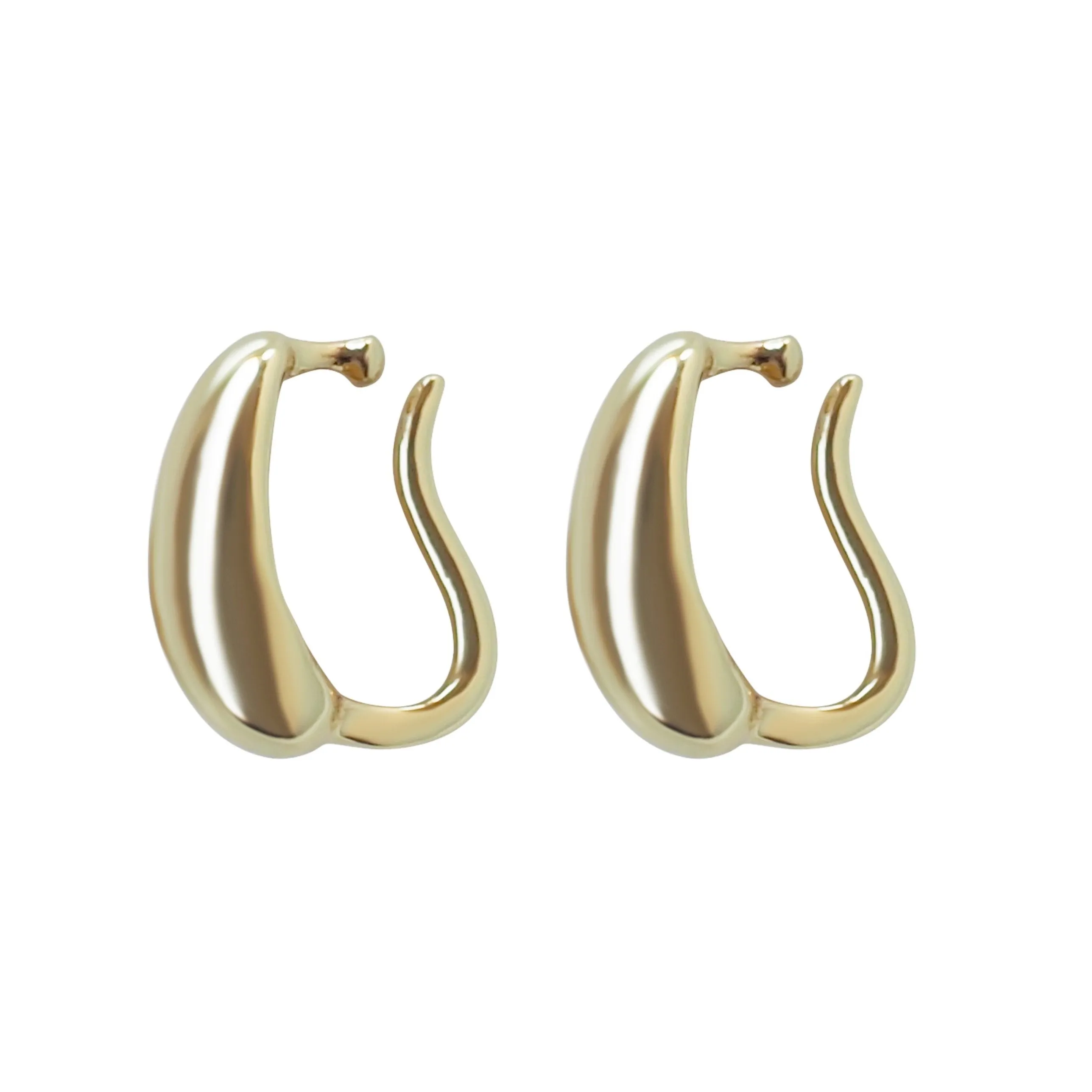 Gold Teardrop Ear Cuff Clip On Earrings