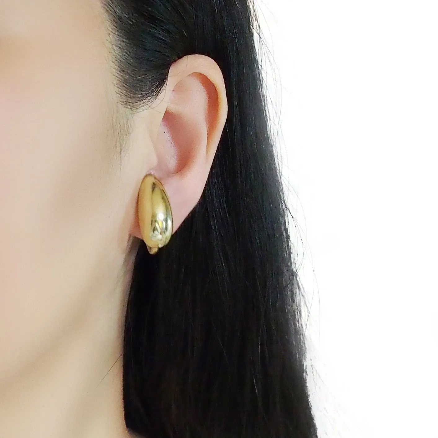 Gold Teardrop Ear Cuff Clip On Earrings