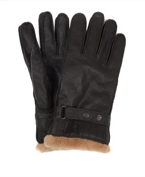 ID80108-Barbour Brown Leather Utility Gloves