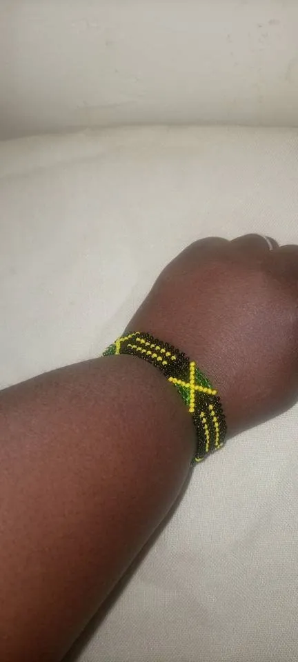 Jamaican flag beaded handmade Masai masaai maasai bracelet with free shipping world wide