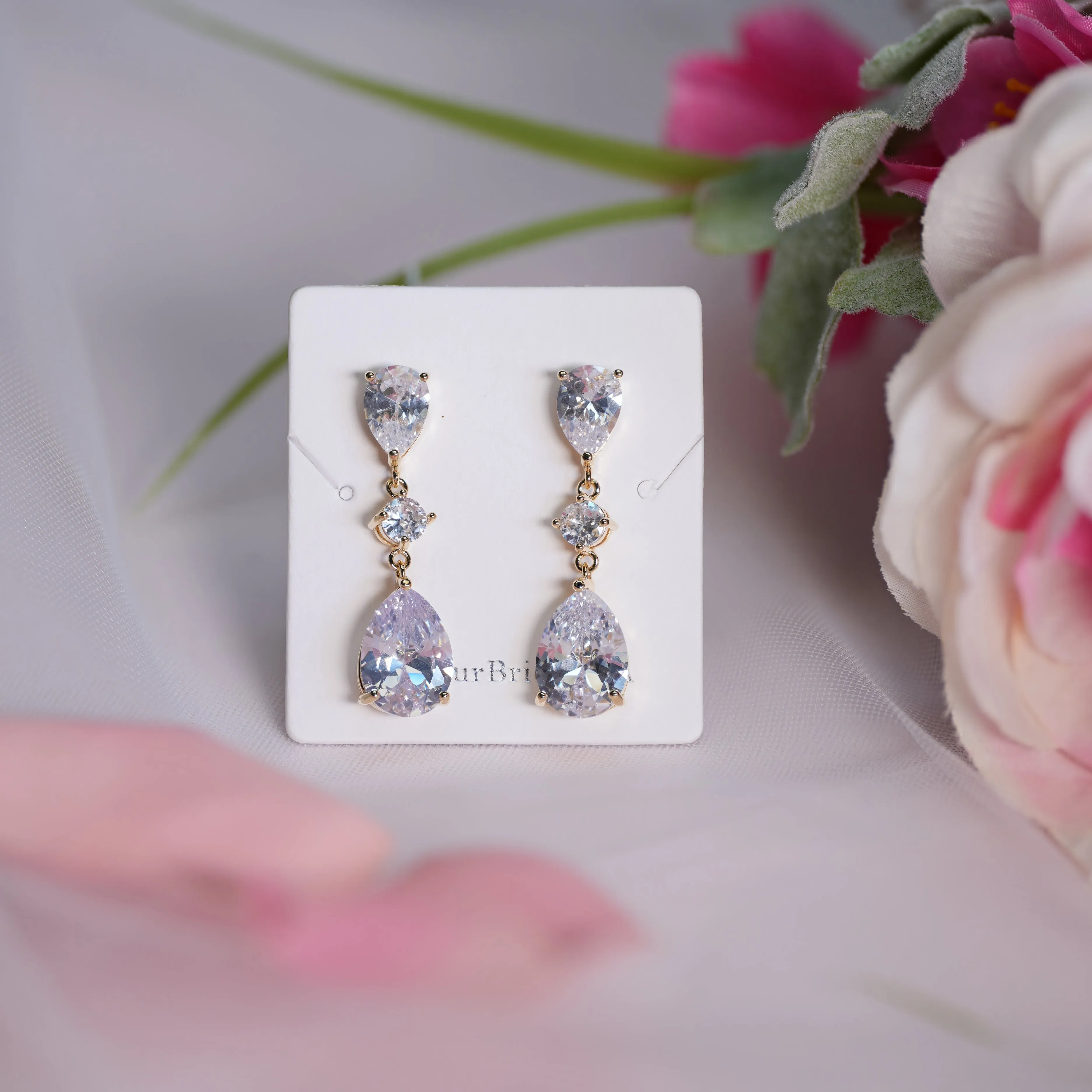 Kayla - Crystal Tear Drop Earrings