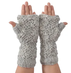 Light Grey Fingerless Woolen Gloves Mitten Hand Warmer- CM-GLOVE100LGRY