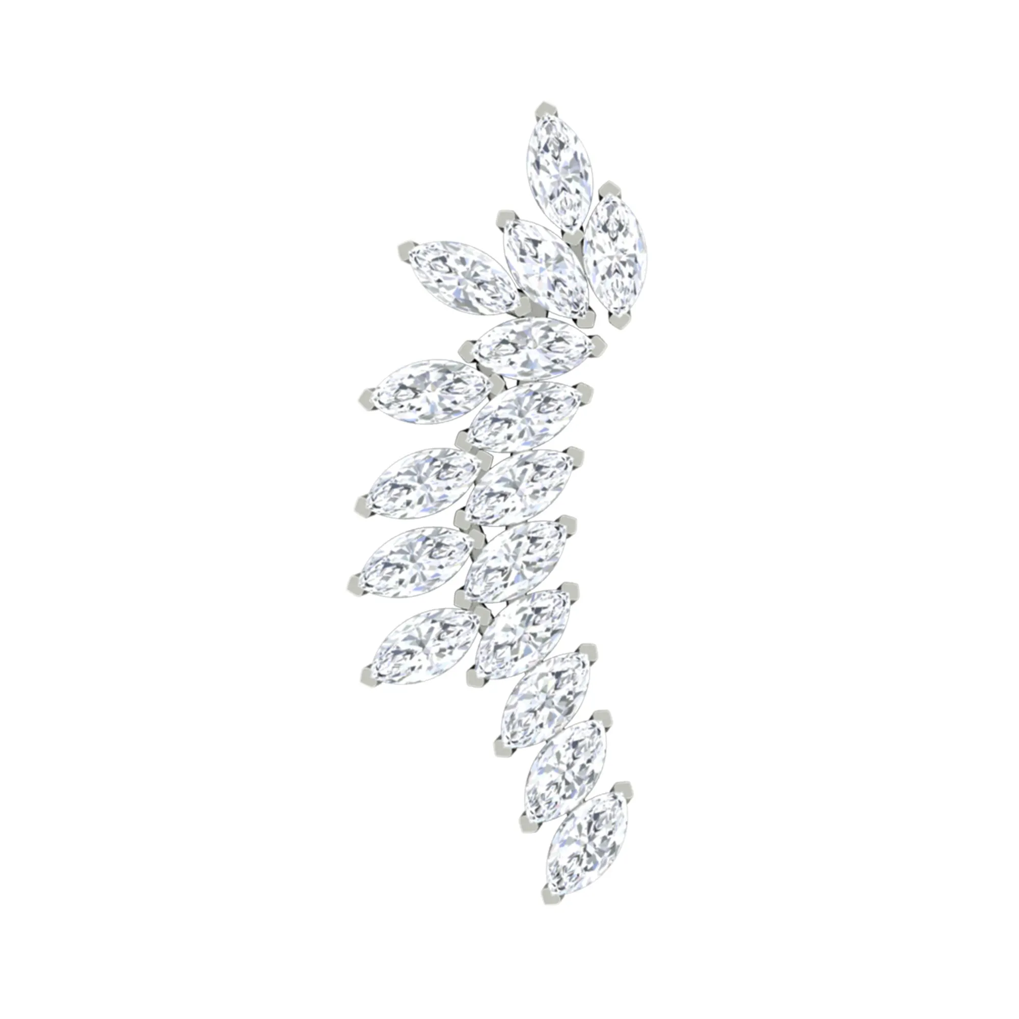 Marquise Moissanite Cluster Crawler Earring in Gold