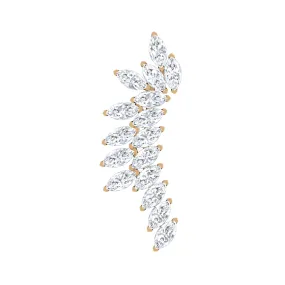 Marquise Moissanite Cluster Crawler Earring in Gold