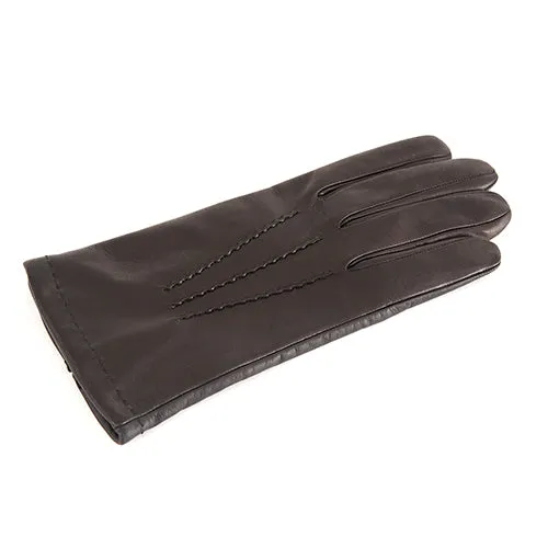 Men's brown  leather gloves with touchscreen leather palm