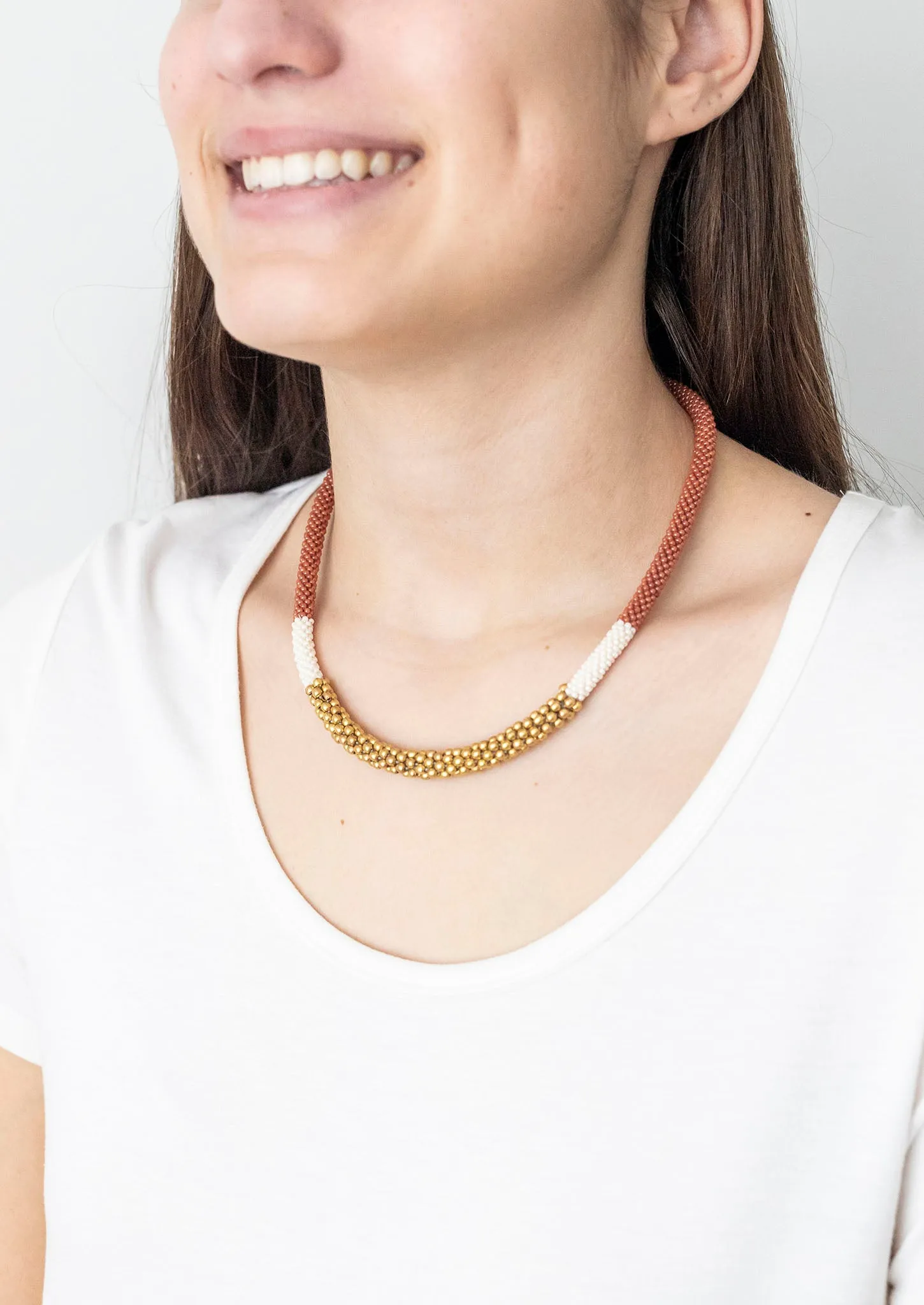 **NEW** <br>The Golden Division Necklace <br> Terracotta