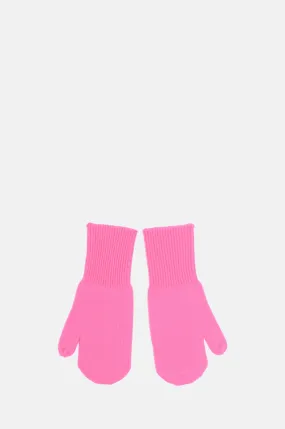 Plain Mittens Neon Pink