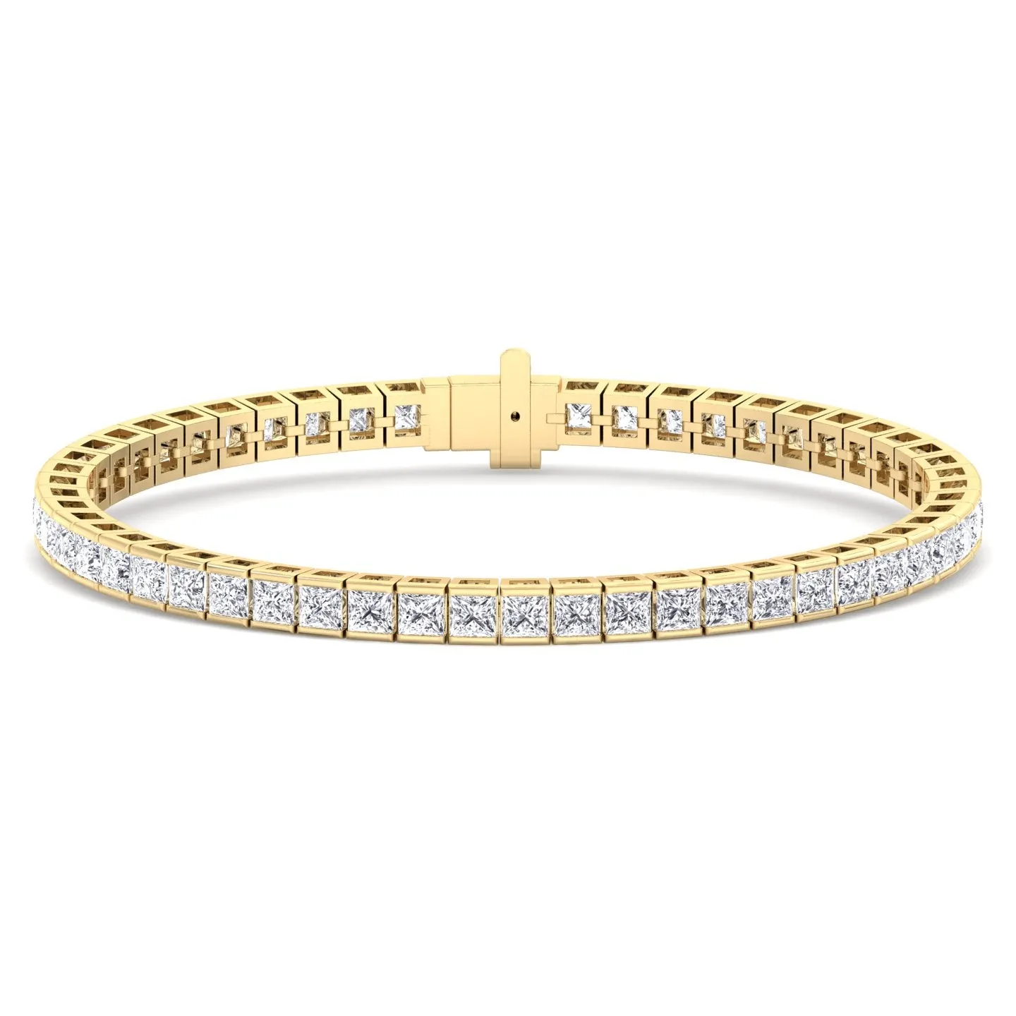 Princess Cut Natural Diamond Tennis Bracelet 14K Solid Gold