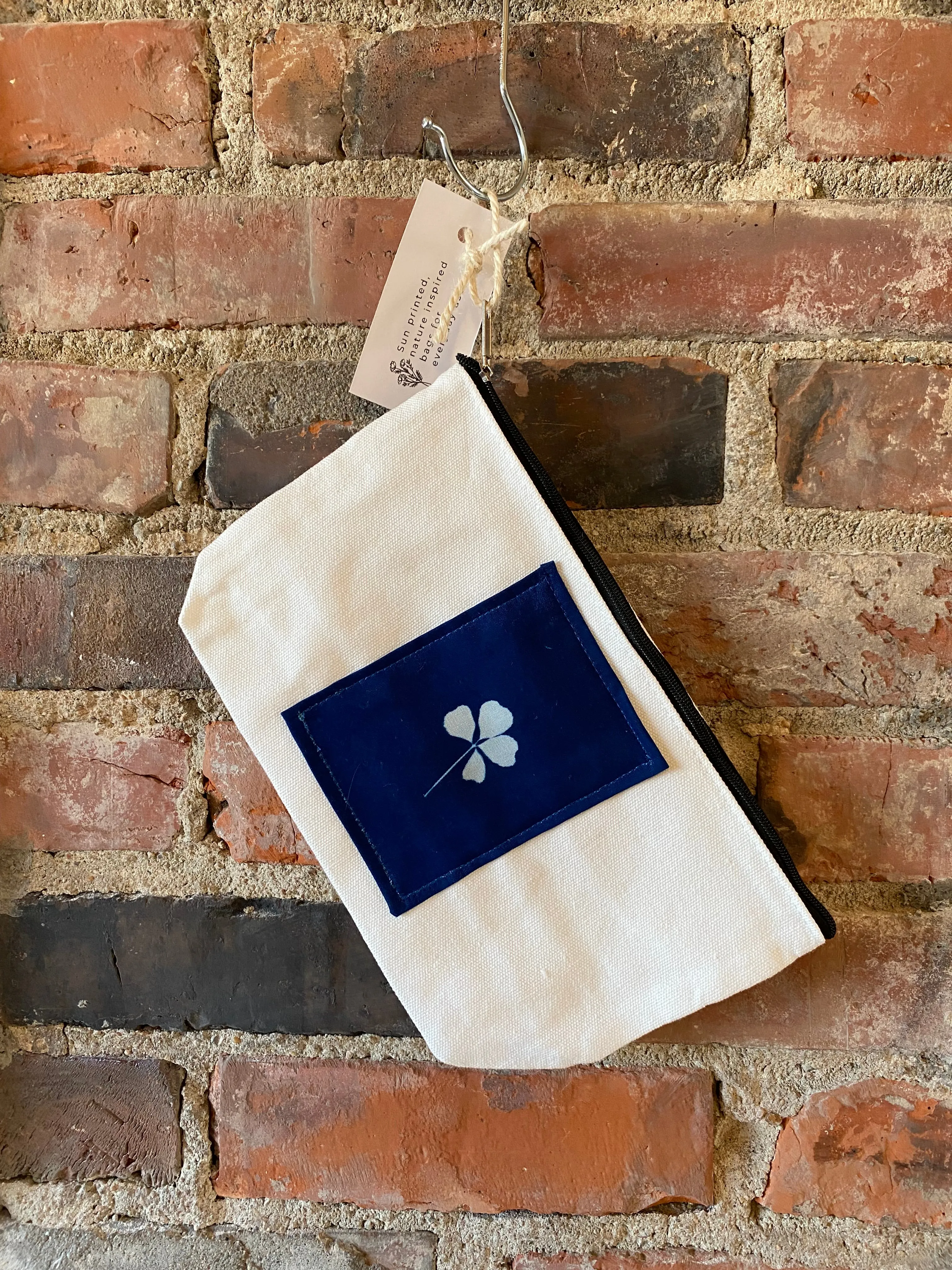 "4-leaf Clover" Cyanotype Cotton Pencil Case