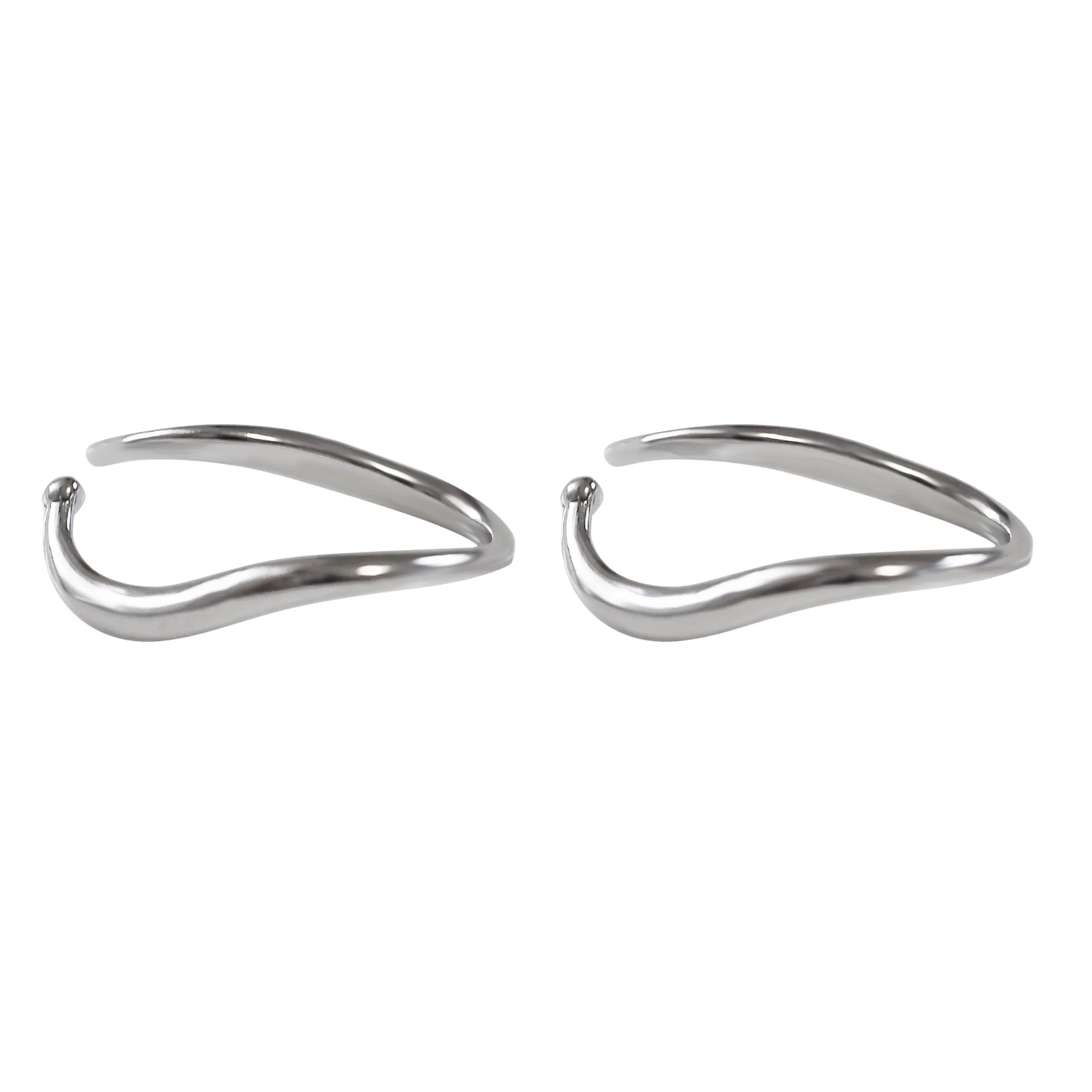 Silver Organic Shaped HoopEar Cuff Clip On Earrings