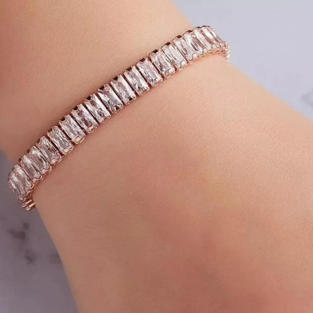 Sparkling Baguette-Cut Tennis Bracelets