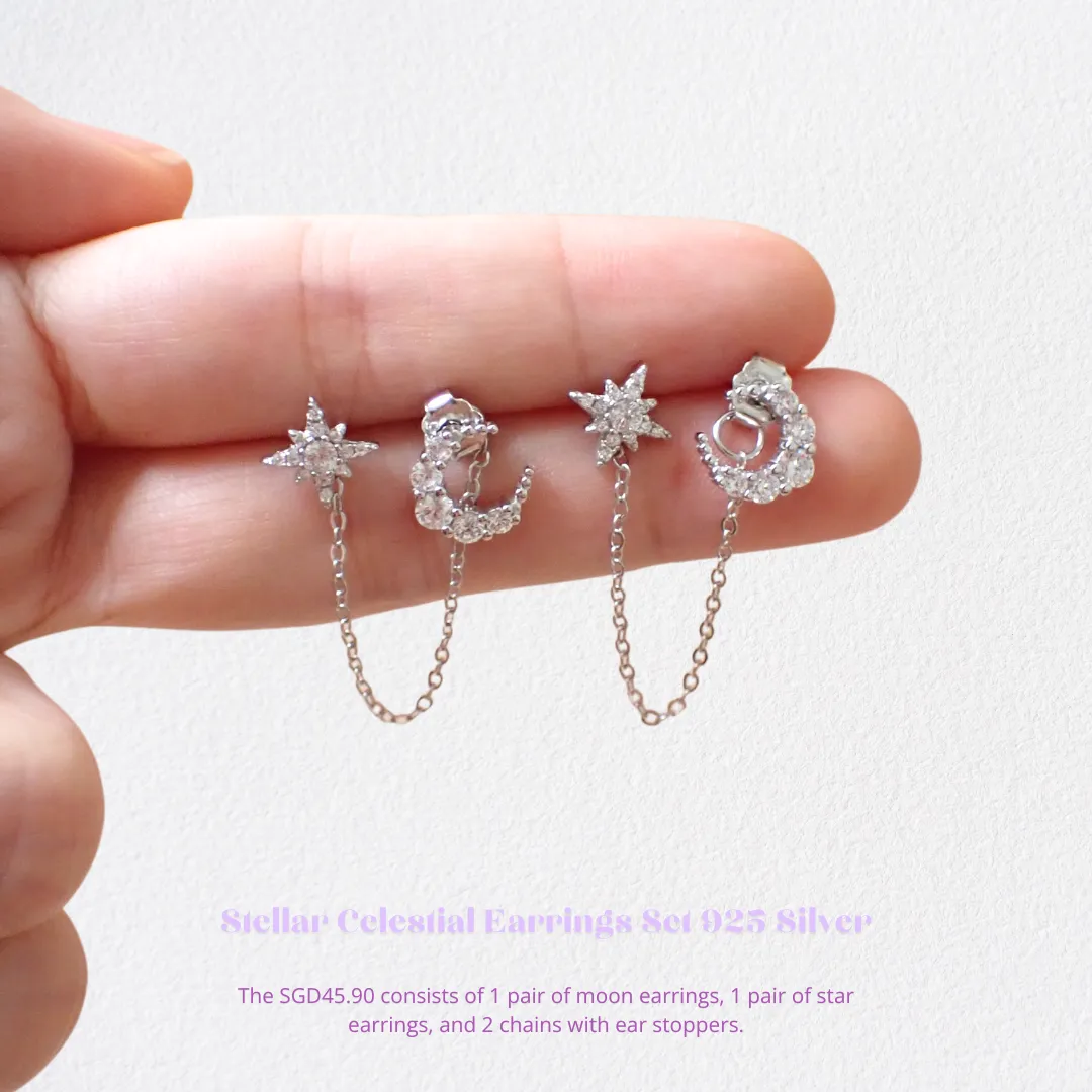 Stellar Celestial Earrings Set 925 Silver