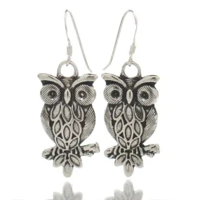 Sterling Silver Owl Earrings