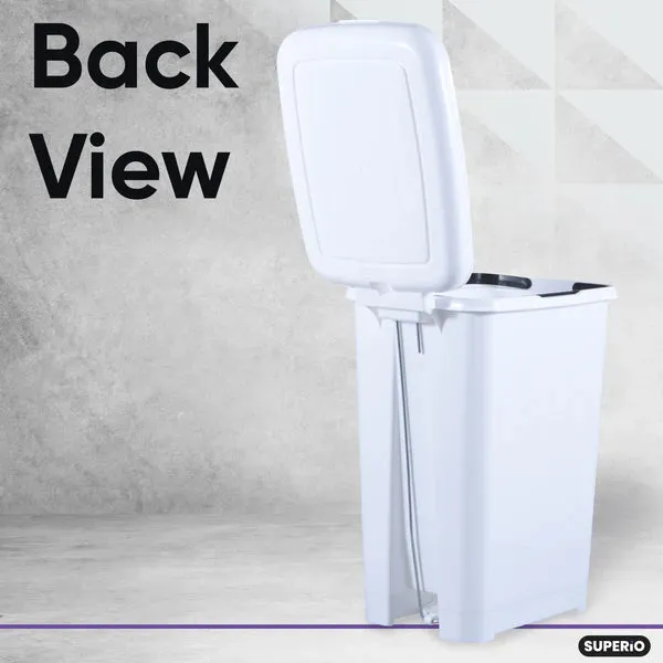 Superio White Slim Pedal Trash Can 64Qt 1pc