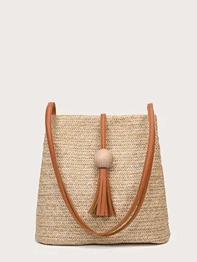 Tassel Decor Straw Bag