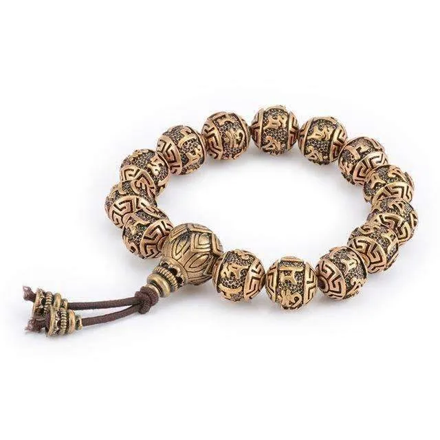 Traditional Tengyur Brass Prayer Beads Bracelets