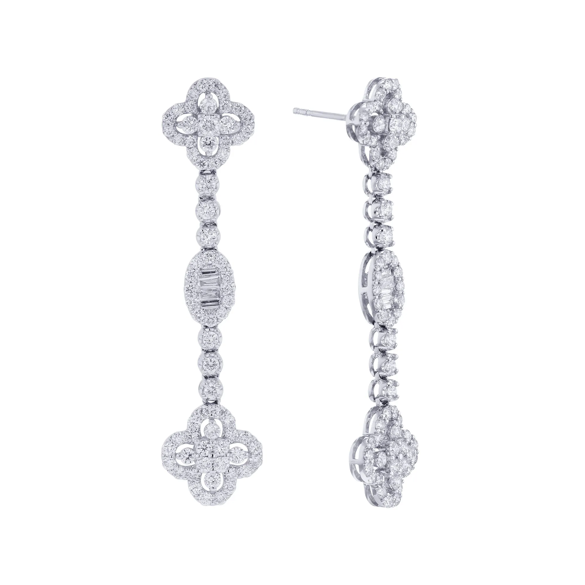 Trefoil Diamond Drop Earrings