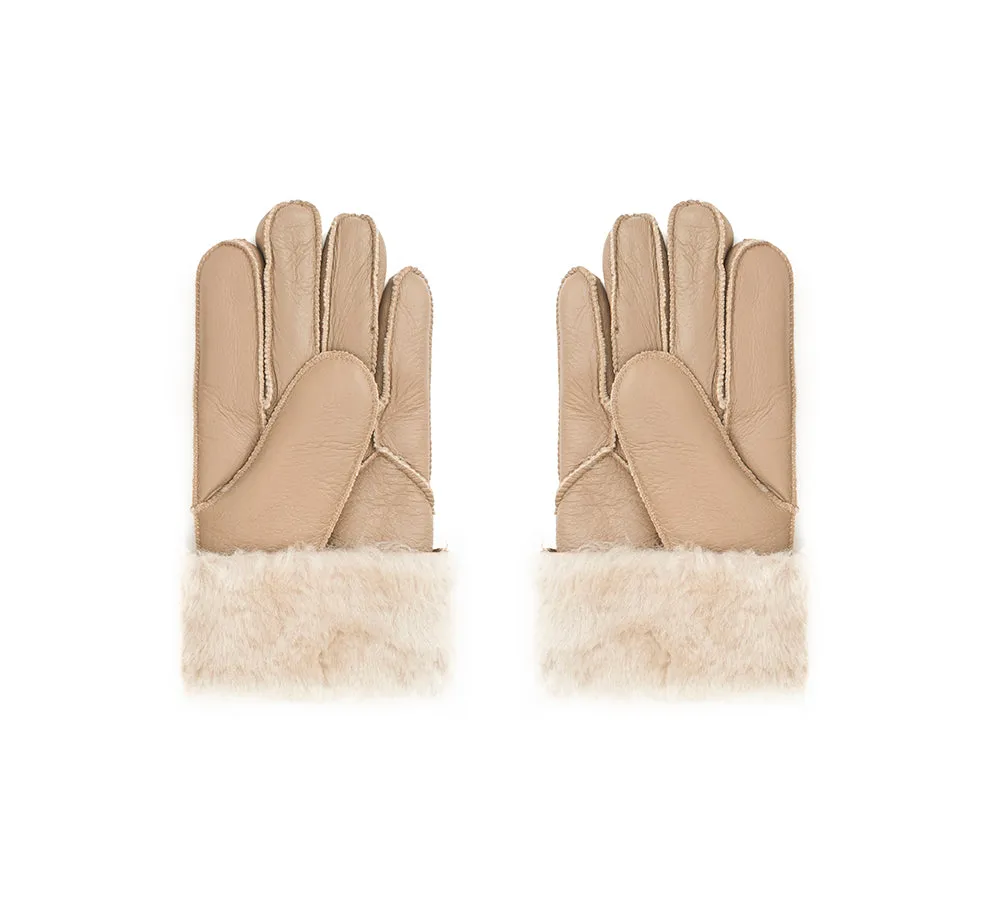 UGG Gloves Leather Fluffy Sheepskin Wool Stitching Gloves