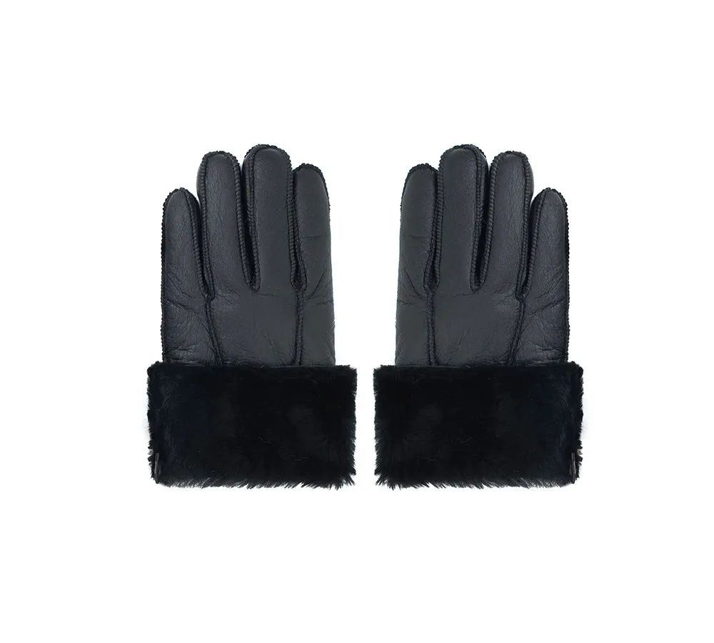 UGG Gloves Leather Fluffy Sheepskin Wool Stitching Gloves