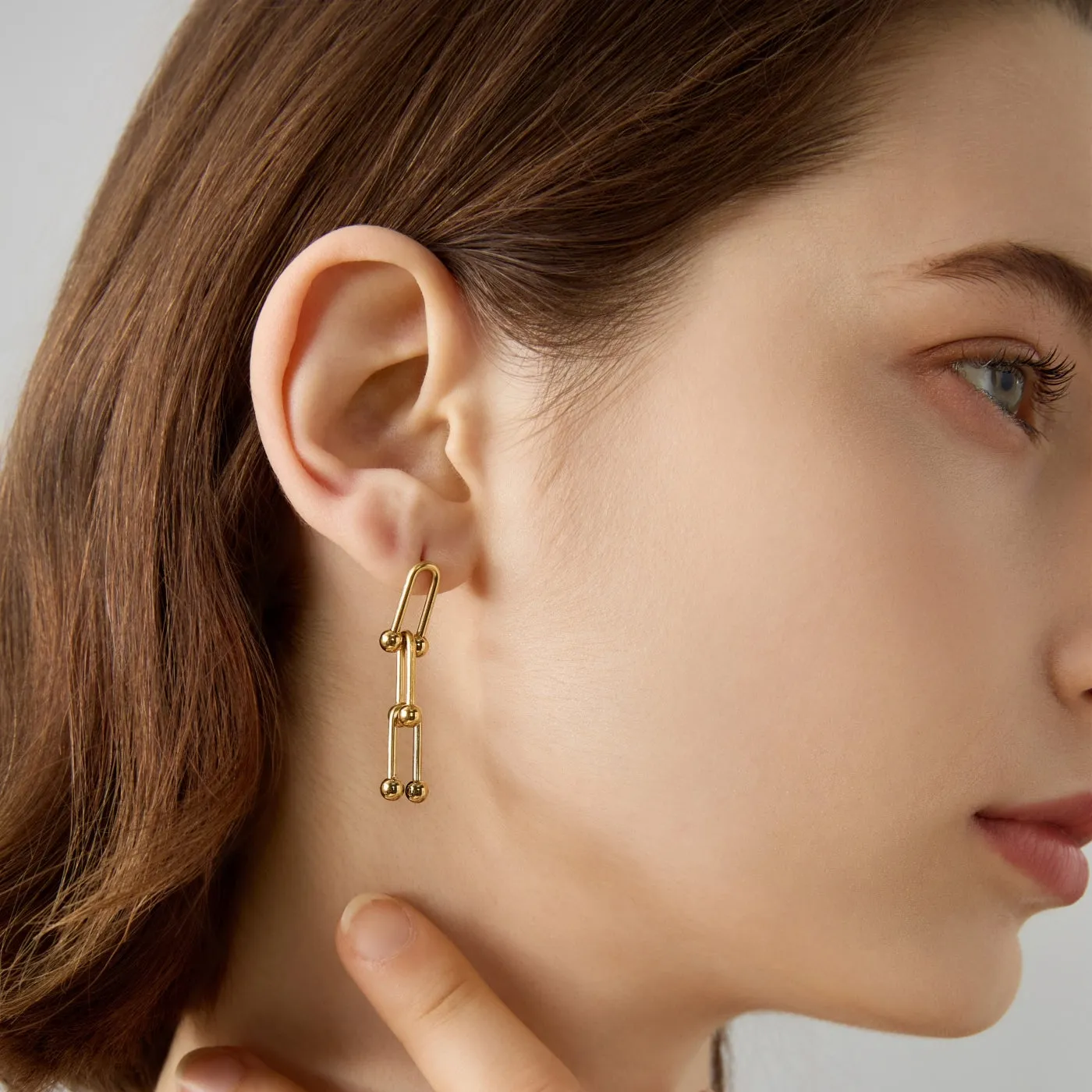 Urban U-link Drop Earrings - Gold