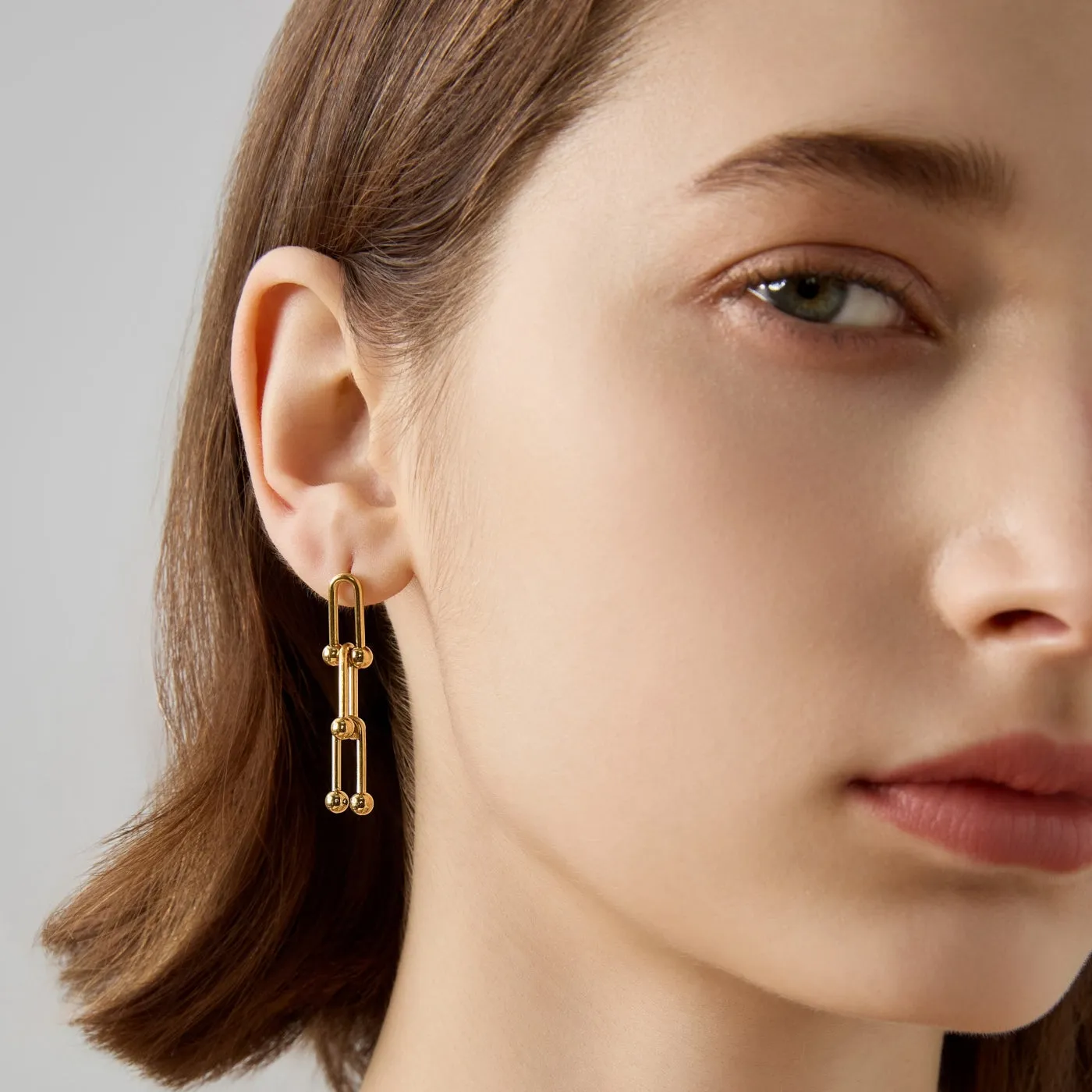 Urban U-link Drop Earrings - Gold