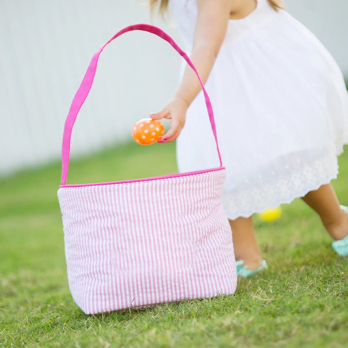 Viv & Lou Striped Seersucker Bucket - Pink