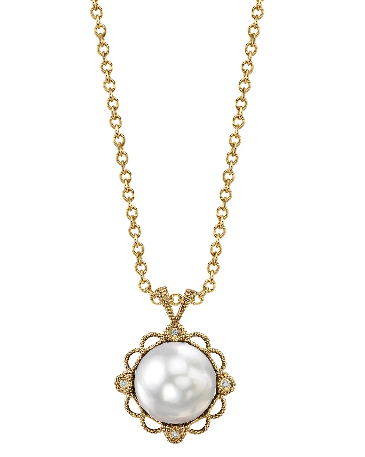 White South Sea Pearl & Diamond Couronne Pendant