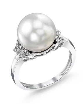 White South Sea Pearl & Diamond Papillon Ring