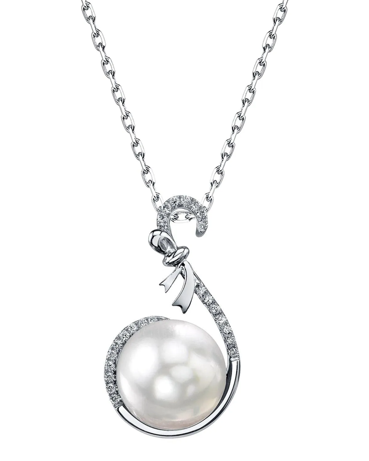 White South Sea Pearl & Diamond Swan Pendant