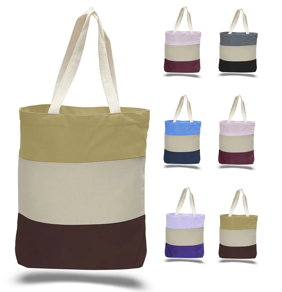 Wholesale Heavy Canvas Tote Bags Tri-Color