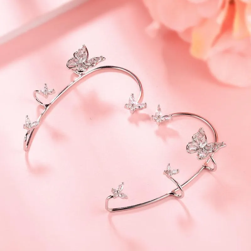 Women Girls Butterfly Ear Cuffs Wrap Earrings Non Piercing Jewelry