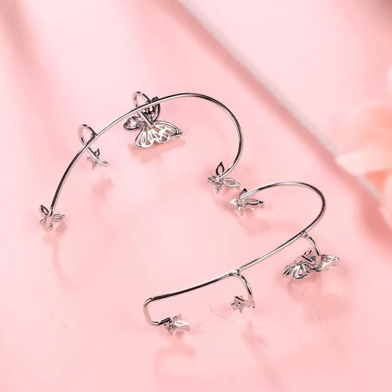 Women Girls Butterfly Ear Cuffs Wrap Earrings Non Piercing Jewelry