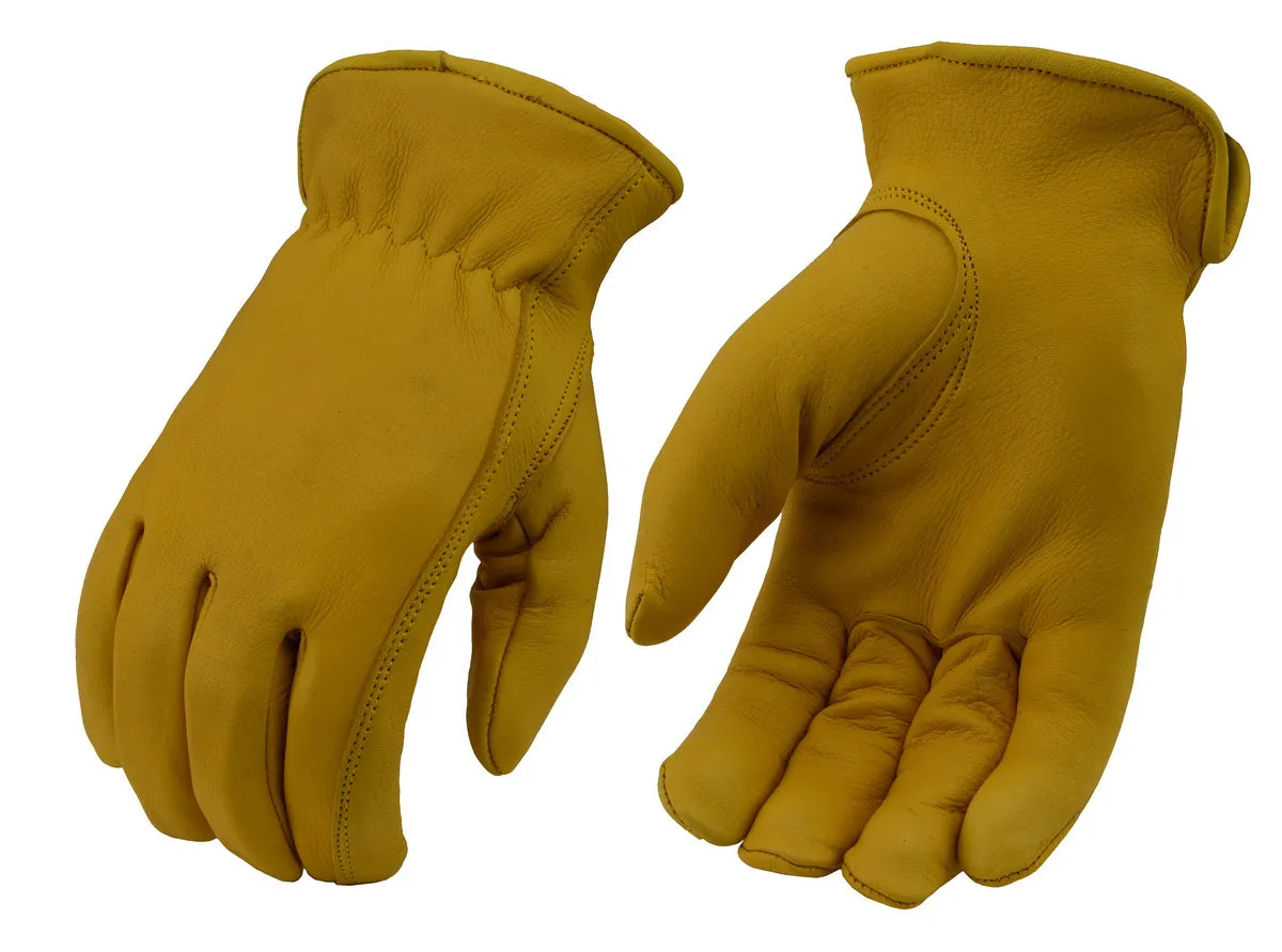 Xelement XG37550 Men's Yellow Unlined Full Grain Deerskin Gloves