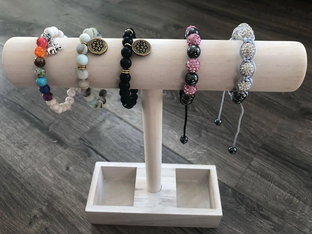 Yoga Bracelets Black Beaded with Spiritual Charms